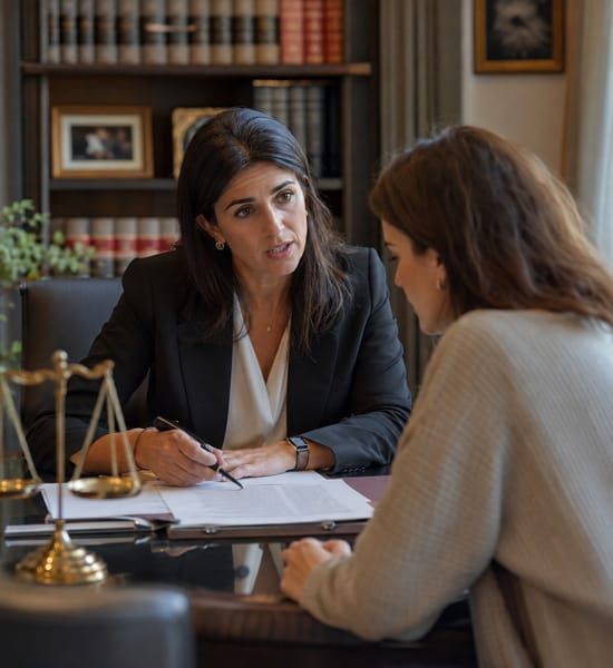 Abogada de familia en Madrid explicando a un cliente los requisitos para extinguir el uso de la vivienda familiar