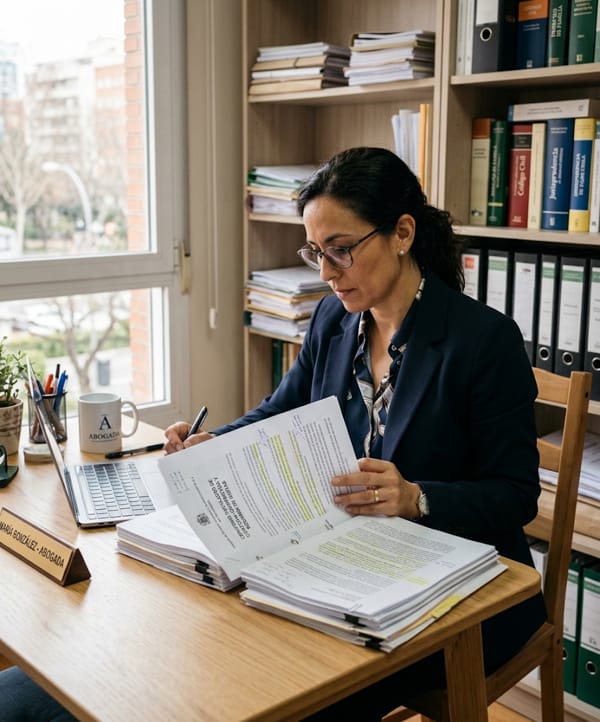 Abogada de familia revisando un convenio regulador de custodia compartida