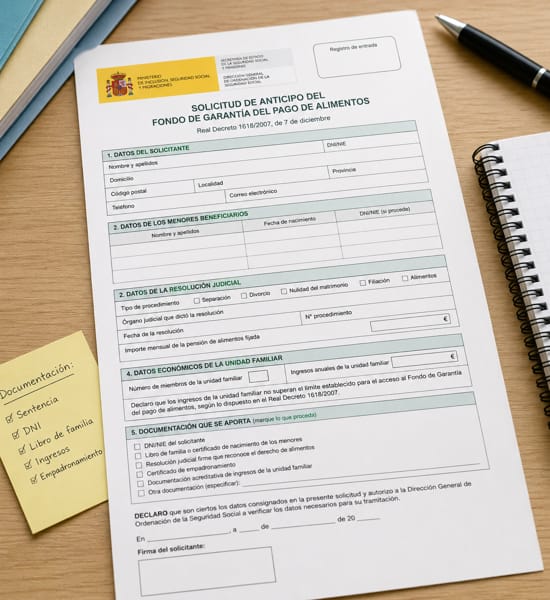 Formulario de solicitud de anticipo del fondo de garantía del pago de alimentos
