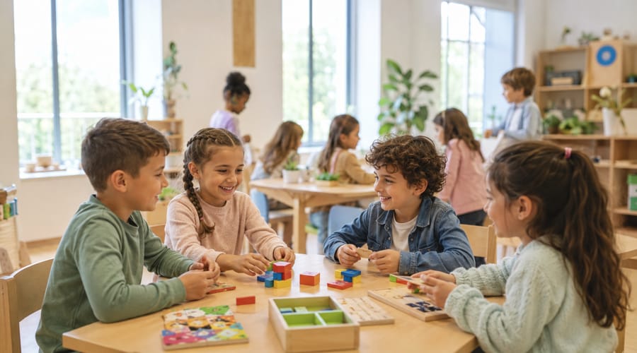 Niños jugando en un centro educativo, representando los entornos protegidos por la nueva ley de protección de menores en España