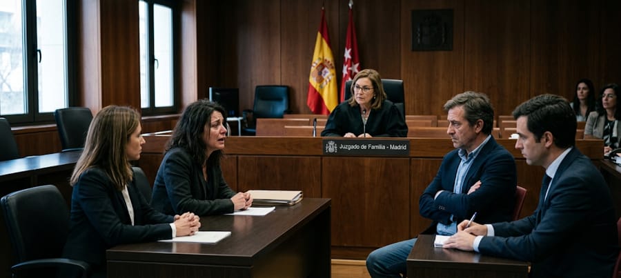 Progenitores en conflicto ante un juez de familia en Madrid