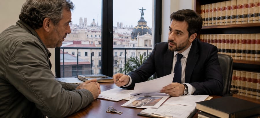 Propietario consulta con abogado cómo recuperar su vivienda ocupada ilegalmente en Madrid