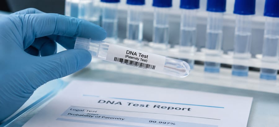 Prueba de ADN en laboratorio para determinar la paternidad biológica en un procedimiento judicial