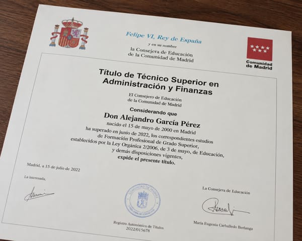 Título de ciclo formativo de grado superior como documento que puede justificar la extinción de la pensión alimenticia