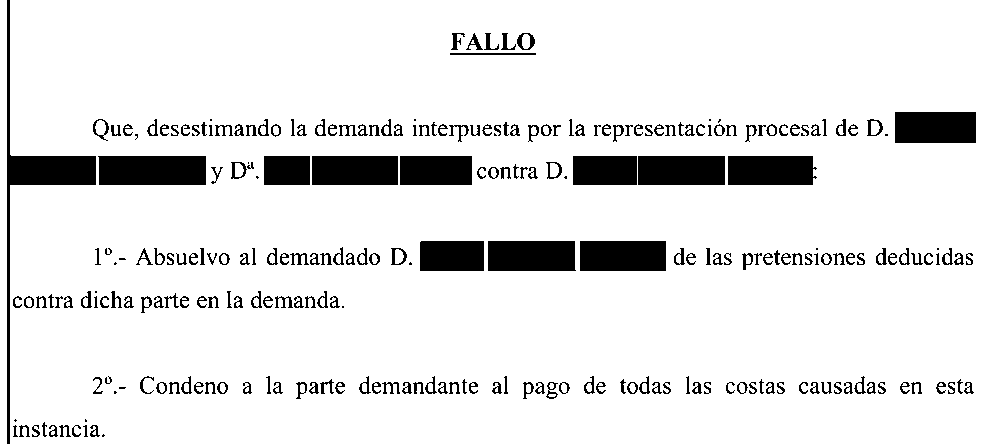 Fallo judicial que desestima íntegramente la demanda de desheredación e impone las costas a la parte demandante